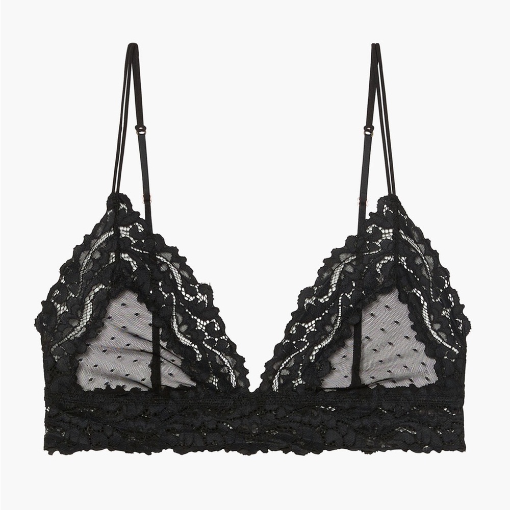 Savage X Fenty Black Dotted Mesh Bralette, Size M